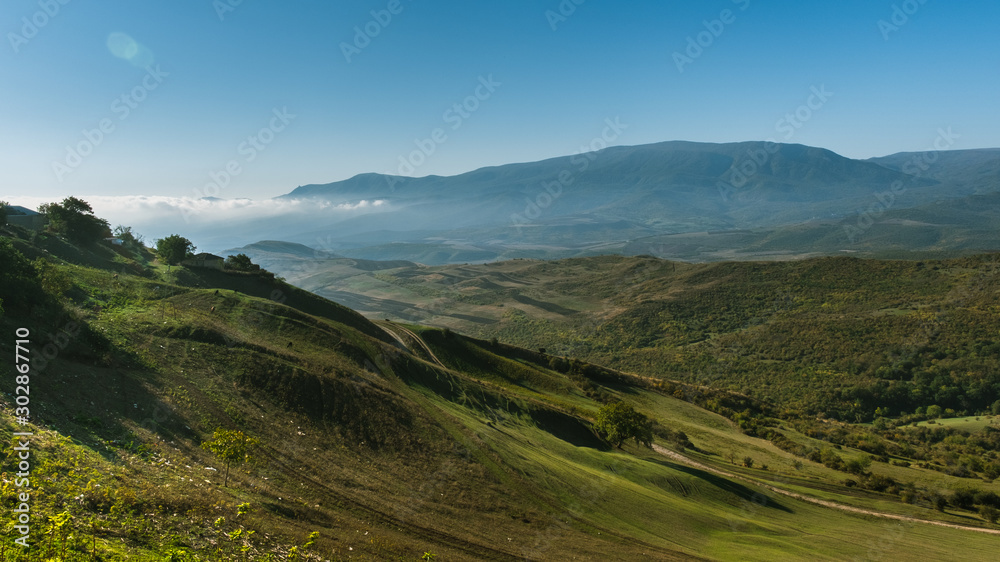 Morning fog in the mountains of Azerbaijan