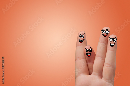 Smart looking fingers smiling and hugging