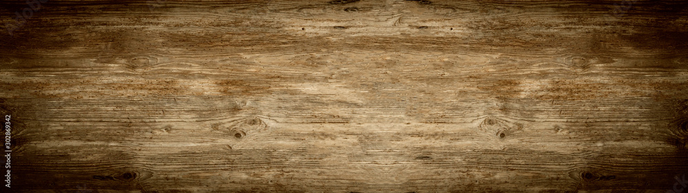 old brown rustic dark brown wooden texture - wood background panorama banner long - obrazy, fototapety, plakaty 