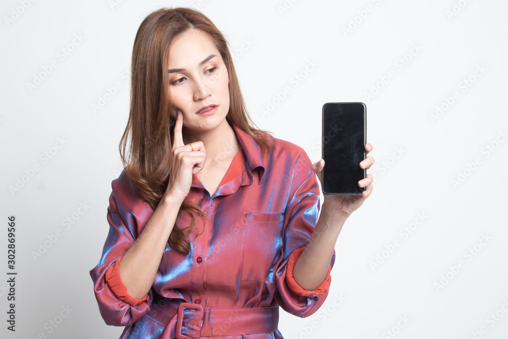 Young Asian woman with mobile phone. Young Asian woman with mobile phone.