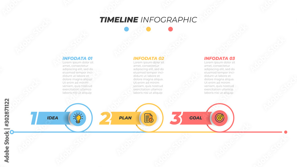 Thin line infographics design element with marketing icon and 3 step, option. Vector illustration.