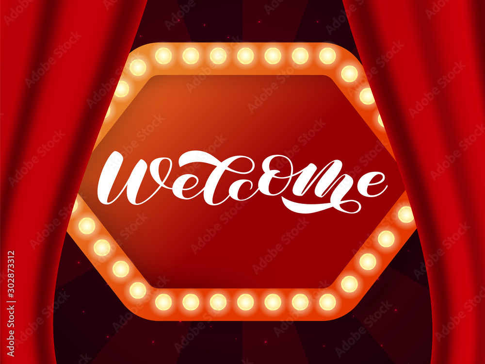 Welcome brush lettering. Vector illustration for card or poster