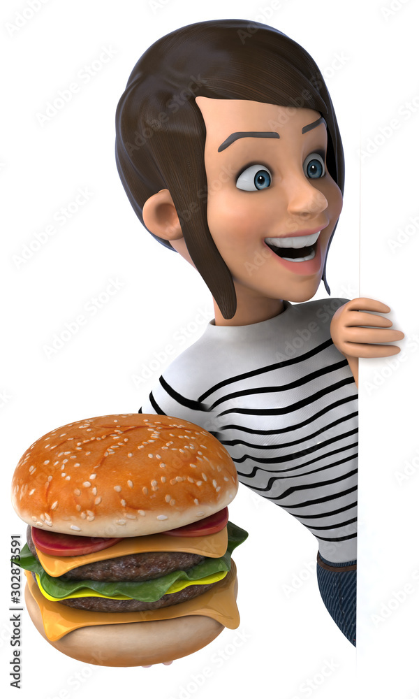 Fun 3D cartoon casual character woman Fun 3D cartoon casual character woman