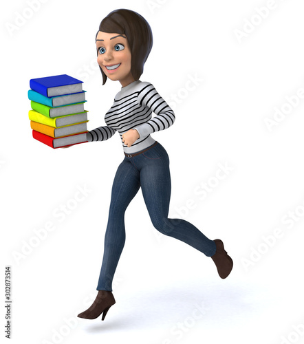 Fun 3D cartoon casual character woman