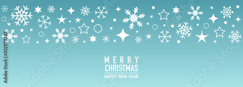 Christmas card with snowflake border vector. Xmas snow flake pattern. Festive christmas card. Isolated illustration white background.