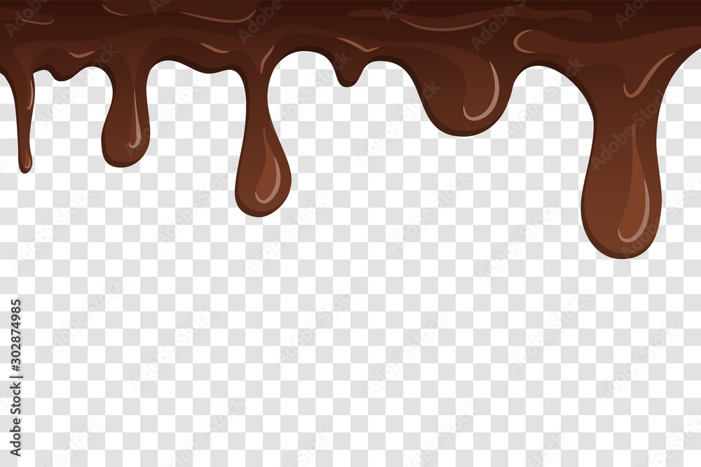 Dripping chocolate. Drips chocolate, isolated white transparent
