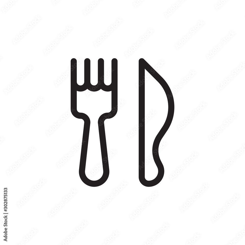 flat line knife and fork icon. Logo element illustration. knife and fork design. vector eps 10 . knife and fork concept. Can be used in web and mobile .