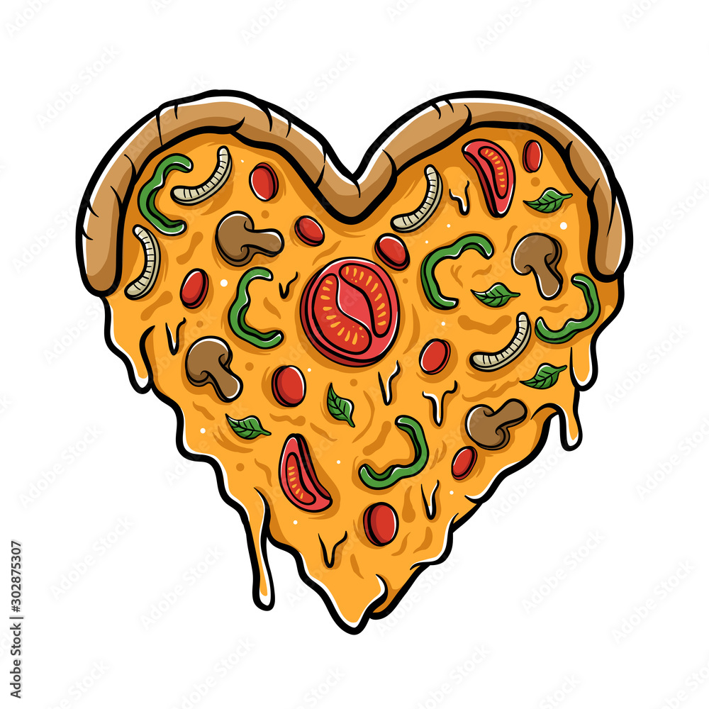 Love pizza vector illustration. Cheese pizza pepperoni cartoon. Pizza  isolated illustration for t-shirts, phone case, mugs,wall art Stock Vector  | Adobe Stock