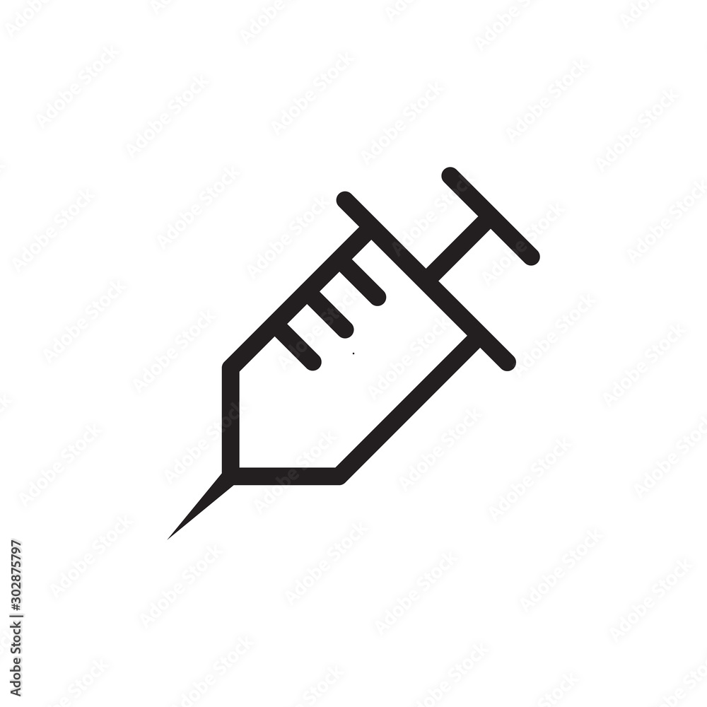 flat line injection icon. Logo element illustration. injection design. vector eps 10 . injection concept. Can be used in web and mobile . editable line stroke thickness
