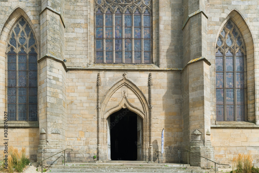 view of the entrance of the Saint Malo Church in Dinan in Brittany