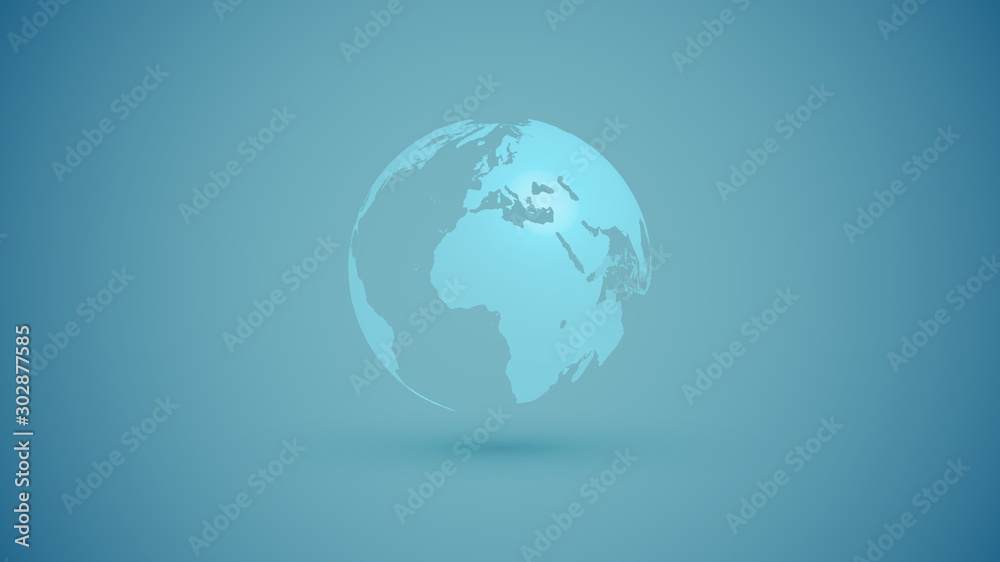 Transparent blue globe on blue background, vector illustration Transparent blue globe on blue background, vector illustration