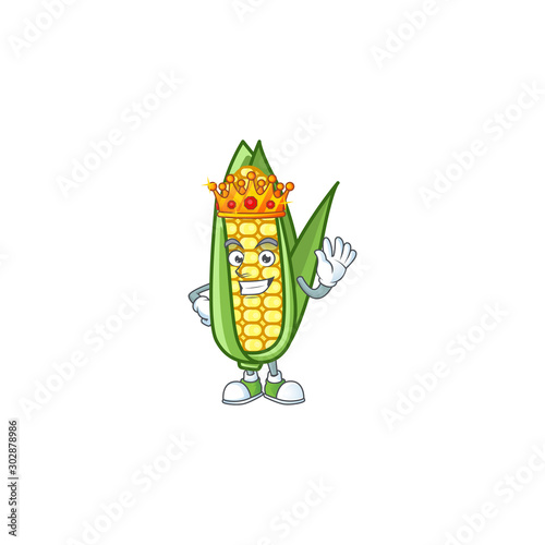 Cute corn with the character cartoon king
