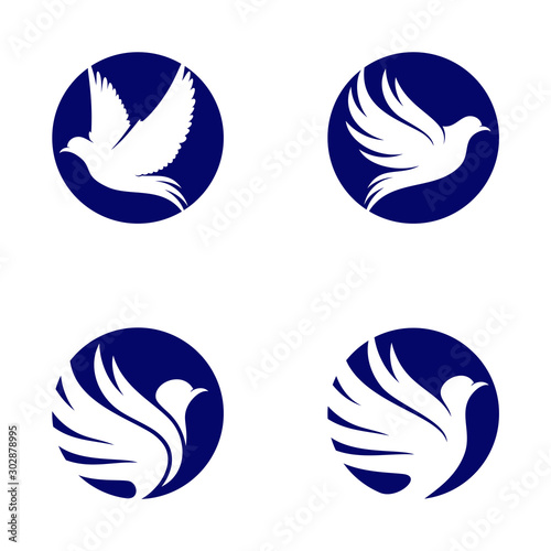 Set of Dove logo design concept vector. Bird logo template. Icon symbol. Illustration