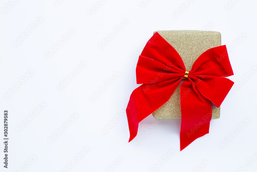 Gift box on white wooden background. Gift box on white wooden background.