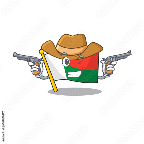 Mascot flag madagascar with in cowboy character