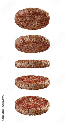 Hamburger patty isolated on white photo