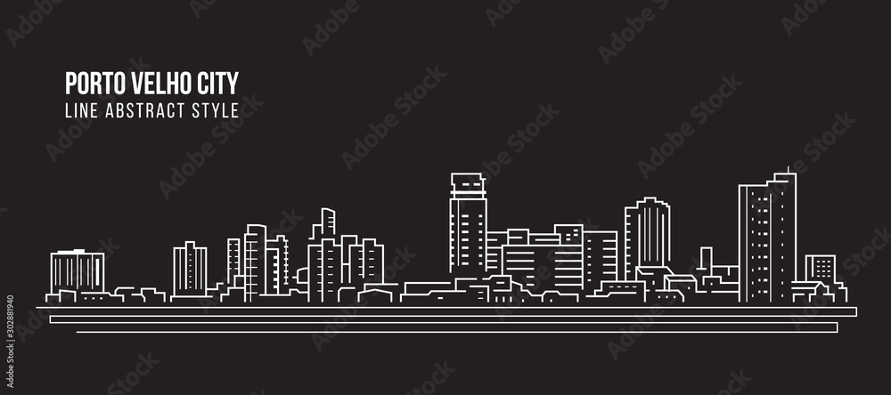 Cityscape Building panorama Line art Vector Illustration design - Porto Velho city