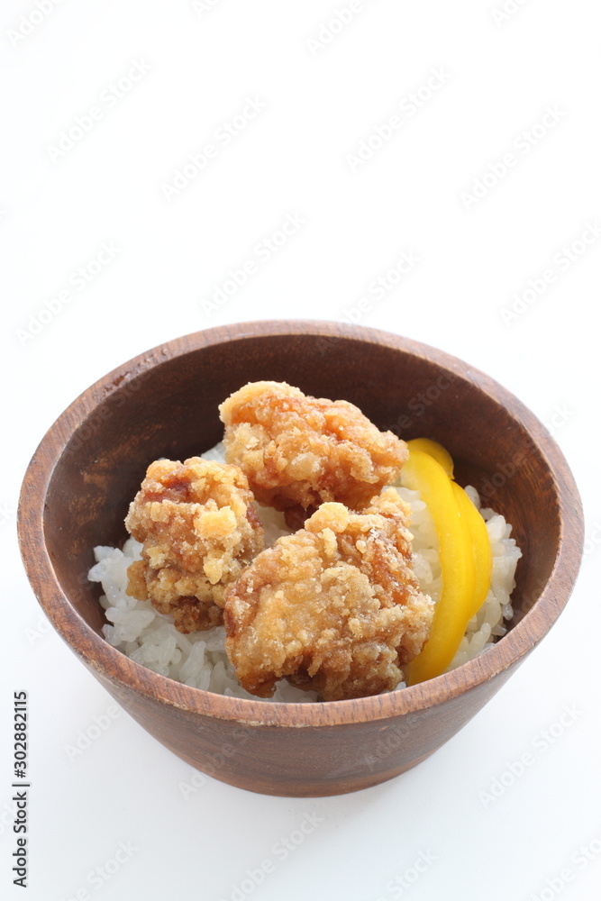 Homemade fried chicken on rice for asian food image Homemade fried chicken on rice for asian food image