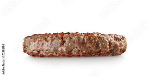 Konstfotografi Hamburger patty isolated on white