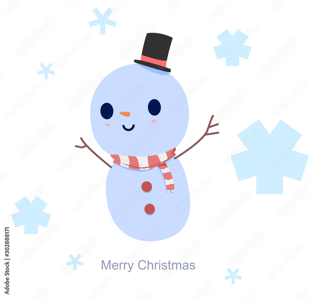 snowman with hat and scarf isolated on white background. vector illustration for gift, greeting card, and christmas party invitation snowman with hat and scarf isolated on white background. vector illustration for gift, greeting card, and christmas party invitation