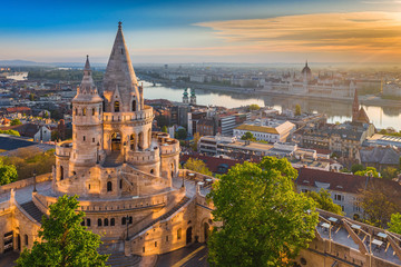 Acrylglasbilder Budapest Goldener Sonnenaufgang an der Fischerbastei  © zgphotography