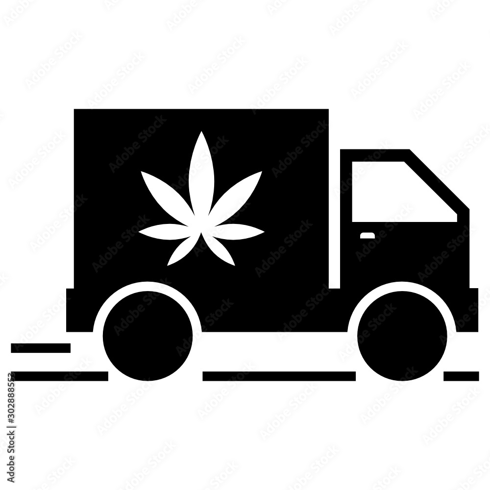 Medical Marijuana Delivery Van Concept Vector Icon Design