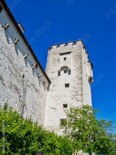 Wall and battle tower of the old castle, Salzburg