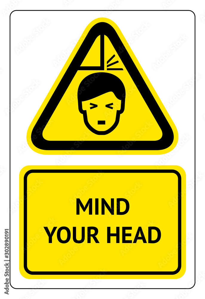 Mind your head sign, label ready to print