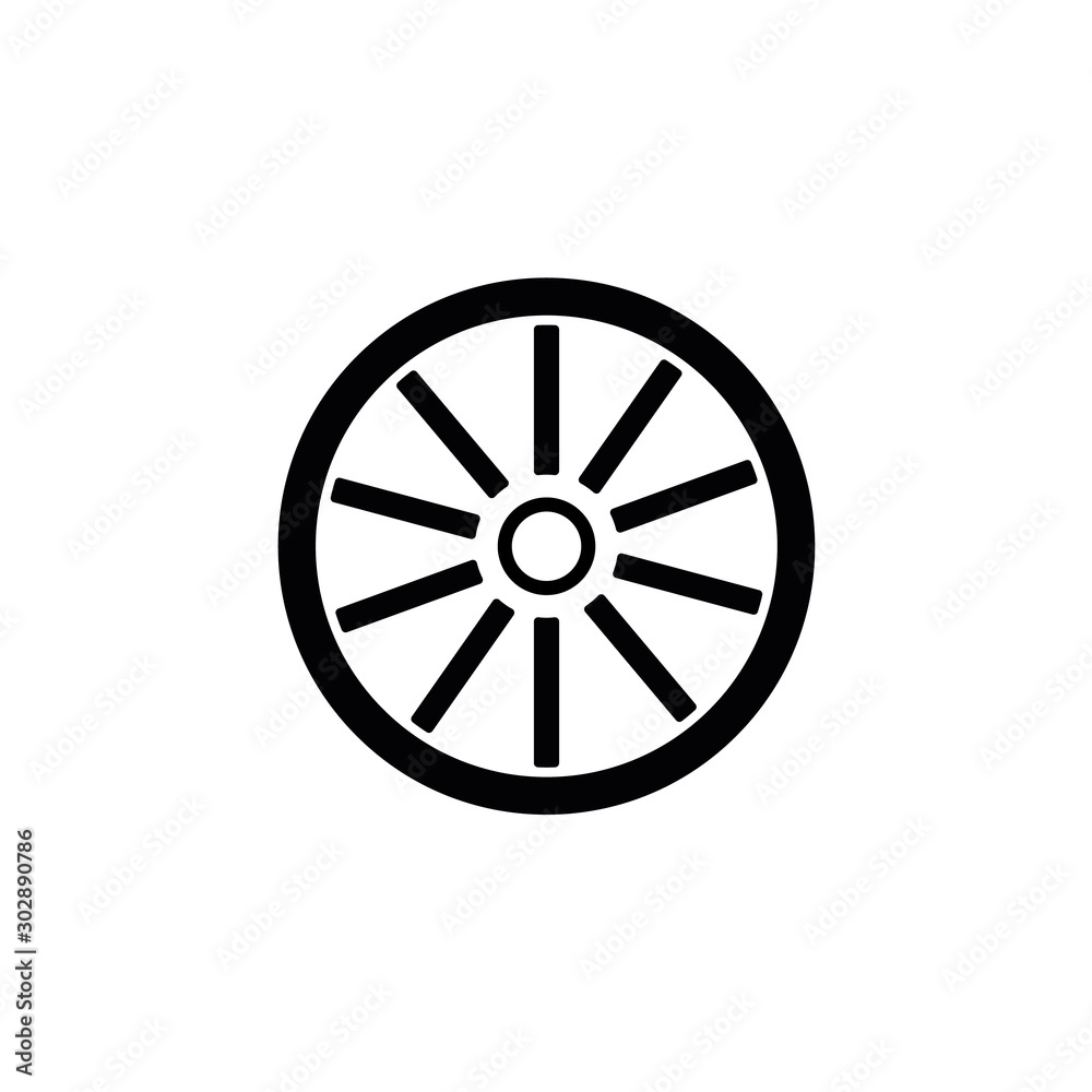 wooden wheel icon. raster flat illustration
