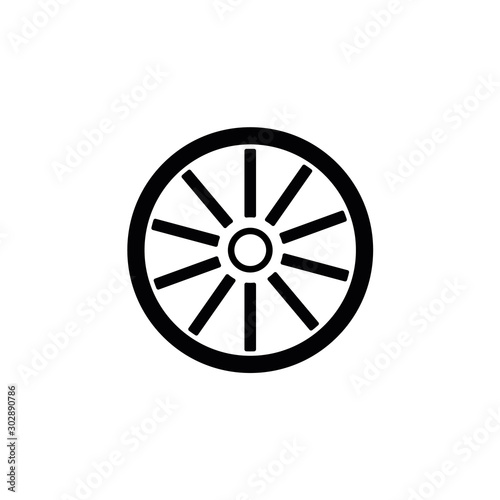 wooden wheel icon. raster flat illustration