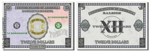 Protective guilloche mesh. Fictional 12 dollars North Carolina and Latin motto Be, not seem to be