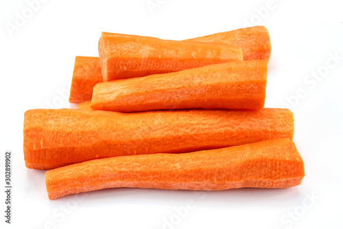 carrots peeled and washed on a white background