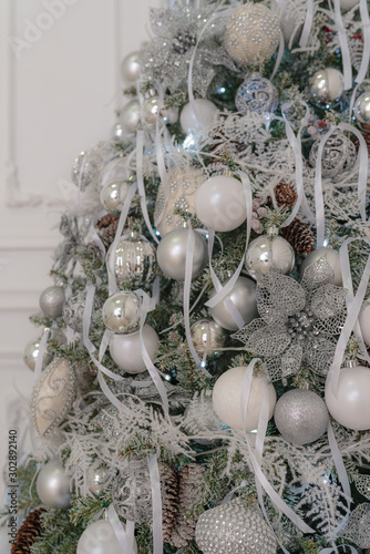 Beautiful decorated Christmas tree.Soft focus photo