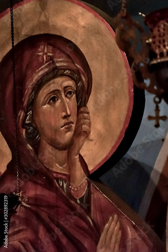 Ancient wooden icon in the temple of the Orthodox Church