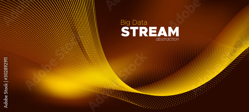 Matrix Data Stream. Gold Vector Science Flyer. 