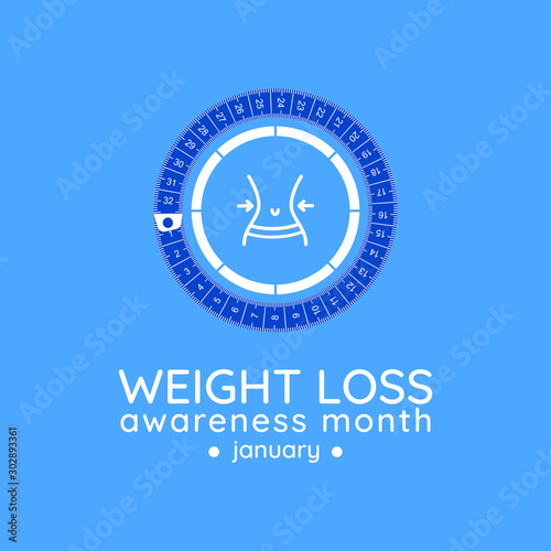 Vector illustration on the theme of Weight loss awareness month of January.