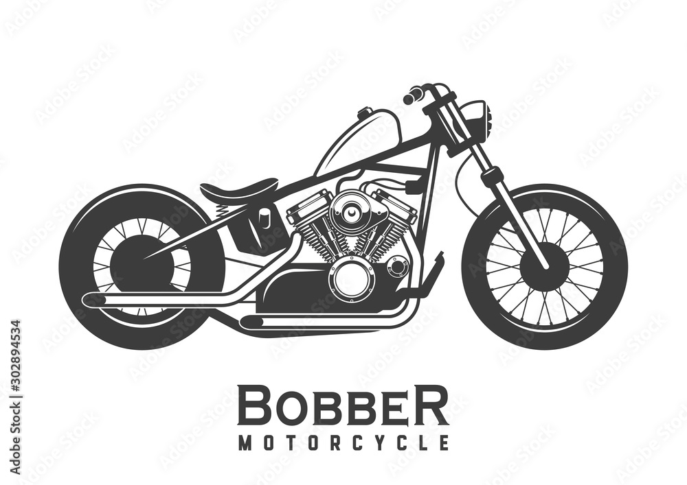 Motorcycle. Bobber. Custom bike. Vector illustration