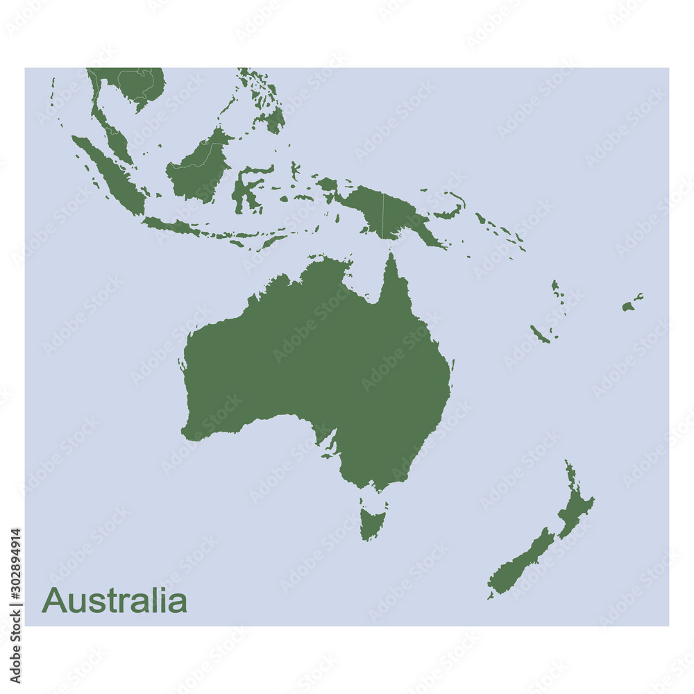 vector illustration with Political Map of Australia and oceania
