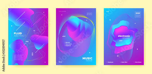 Blue Trance Music Poster. Wave Gradient Blend. 