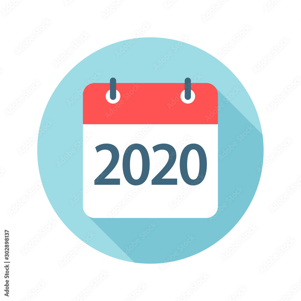 2020 year - Calendar Leaf Round Icon. Vector illustration 2020 year - Calendar Leaf Round Icon. Vector illustration