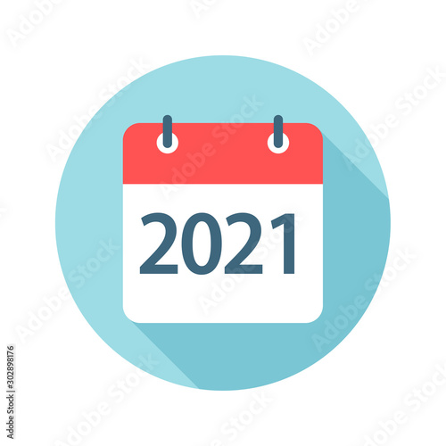 2021 year - Calendar Leaf Round Icon. Vector illustration