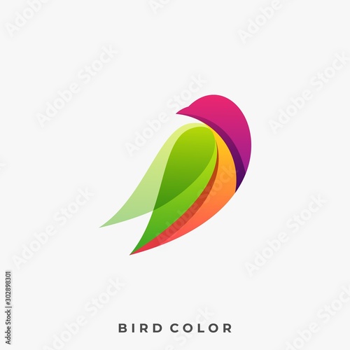 Fotografie Modern Bird Colorful Illustration Vector Template