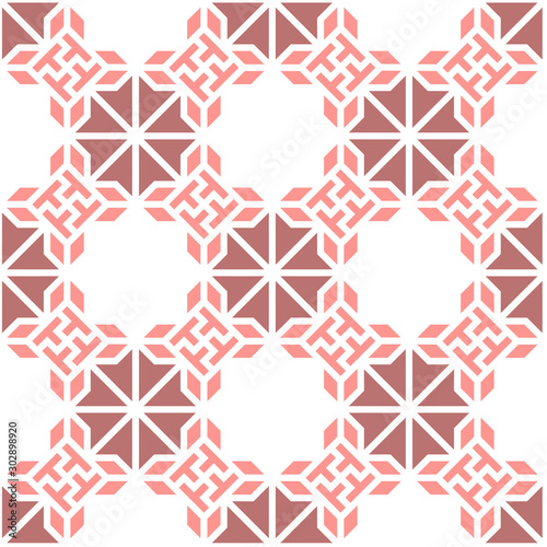 Coral color 2019. Geometric color vector pattern. Seamless geometric repeating texture for fabric design, cloth, textile.