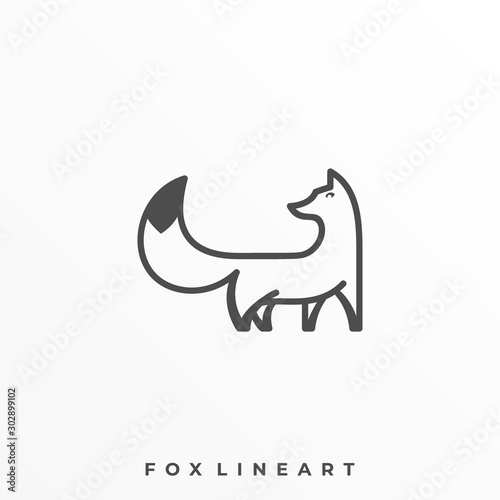 Fox Line Art Illustration Vector Template