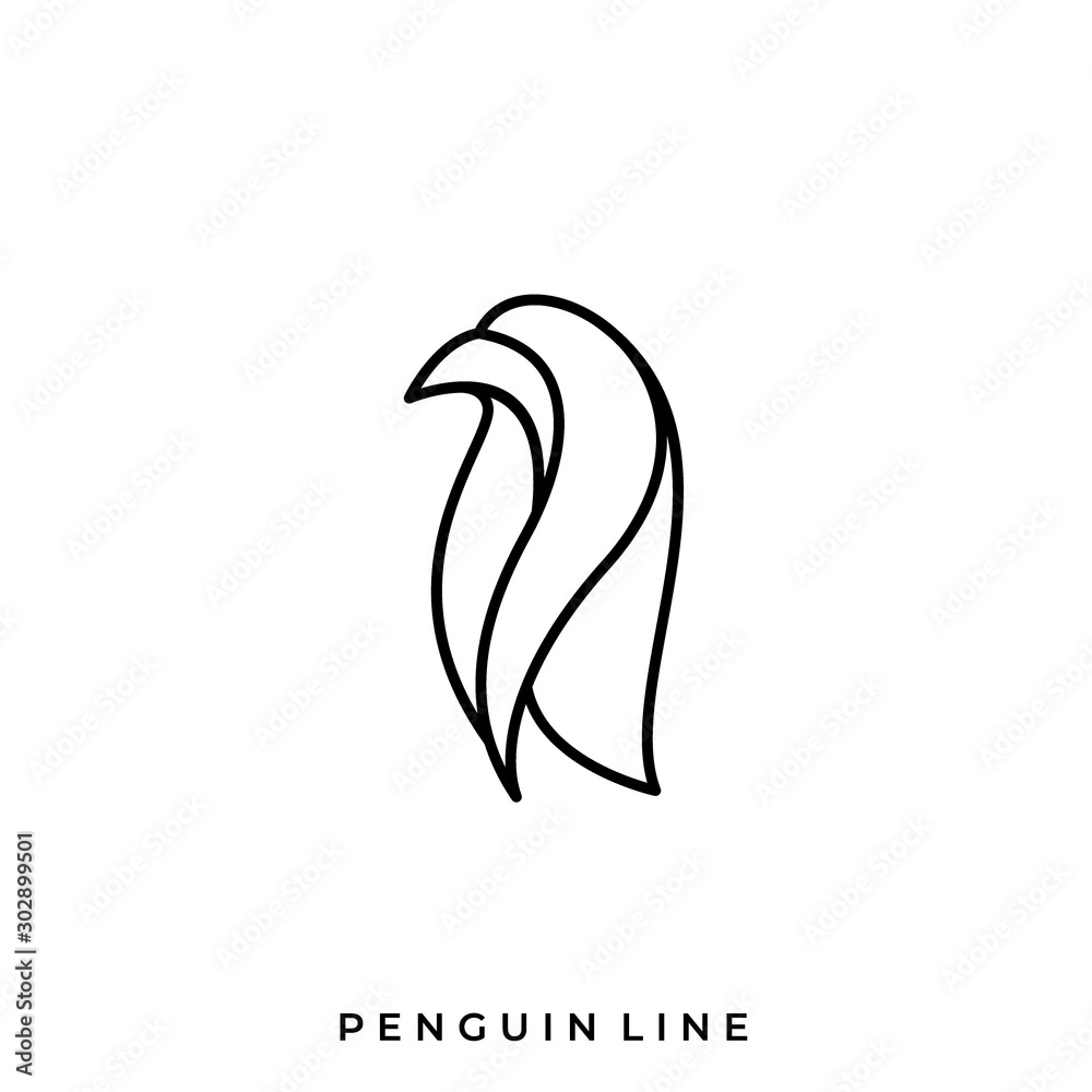 Penguin Line Art Illustration Vector Template Penguin Line Art Illustration Vector Template