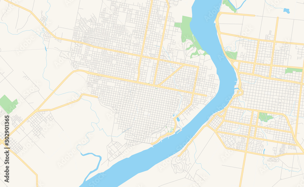 Fototapeta premium Printable street map of Concordia, Argentina