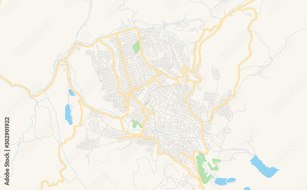 Fototapeta premium Printable street map of Potosi, Bolivia