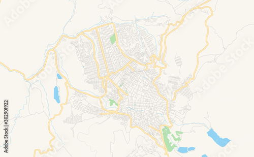 Printable street map of Potosi, Bolivia