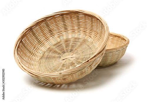 Fotografie Bamboo basket hand made isolated on white background