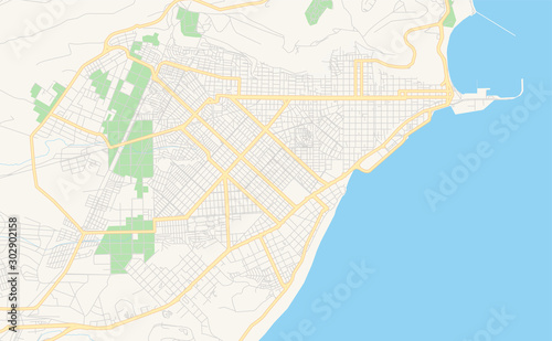 Printable street map of Comodoro Rivadavia, Argentina